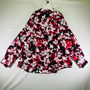 Rafaella Pullover Polyester Soft Silky Feel Blouse Pink Black Floral‎ Womens XXL